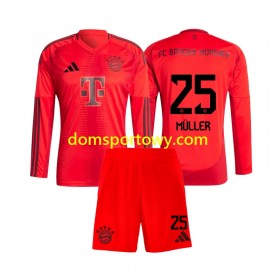 Koszulka Bayern Monachium Thomas Muller 25 Dziecięcy Domowe Koszulki Piłkarskie 2024-2025 Długi Rękaw